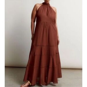 ME+EM Cotton Voile Halterneck Full-Length Dress - NWT - Cinnamon Size: 12